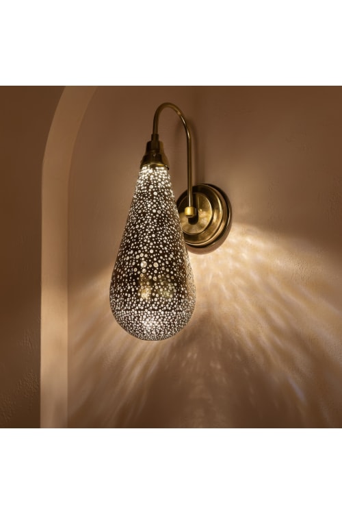 Perforated Drop-Form Wall Sconce – Decorative Metal Indoor Light Fixture