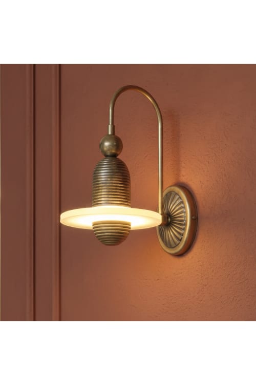 Antique Brass Vintage Wall Sconce with Acrylic Diffuser