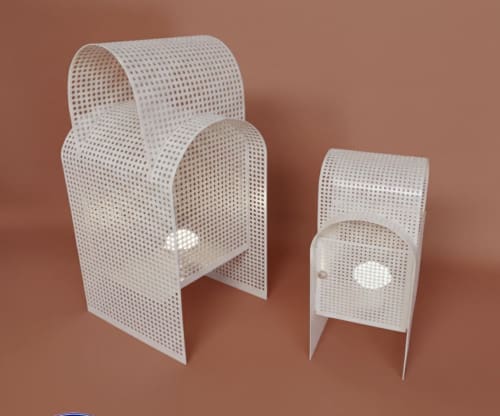 Patterned Light Arch Lamp – Pearl White