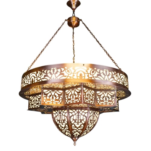 Ottoman Star-Form Ring Chandelier – Pierced Opal Glass Ø100 / Ø140 cm