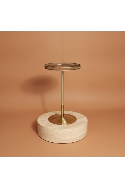 Bronze Mirror Side Table & Display Stand – Antique Brass