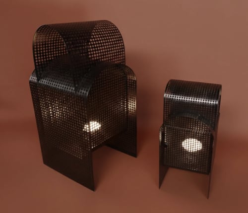 Perforated Steel Arch Lamp – Black