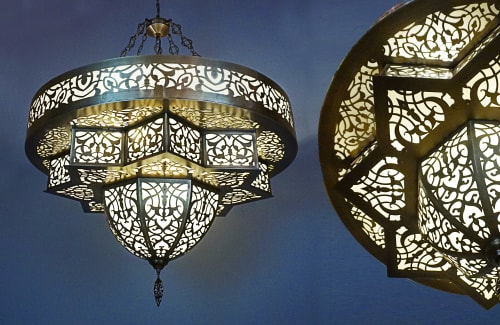 Ottoman Motif Brass Pendant Chandelier - Decorative Light Fixture