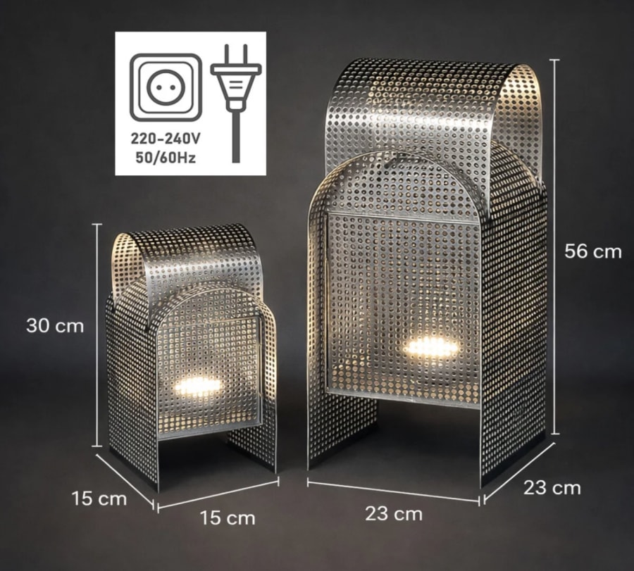 Perforated Steel Arch Lamp – Black