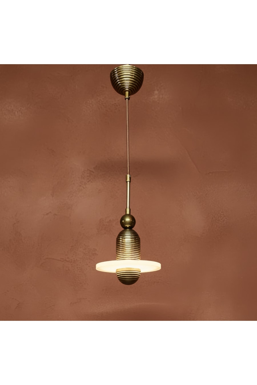 Antique Brass Distressed Modern Pendant Light with Acrylic Diffuser