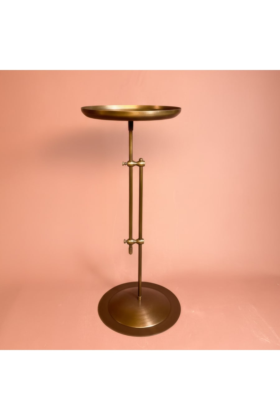 Antique Brass Distressed Adjustable Side Table