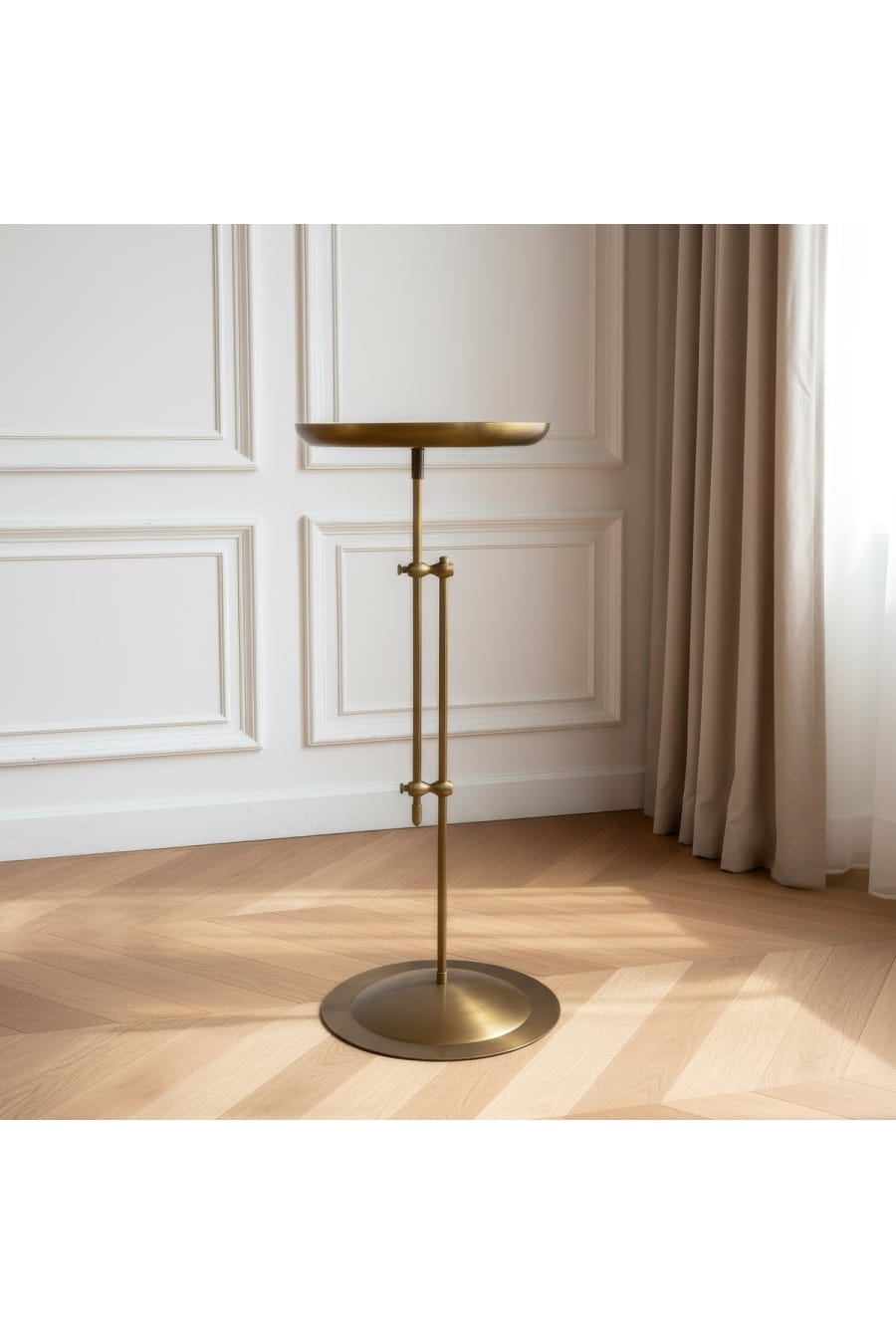Antique Brass Distressed Adjustable Side Table