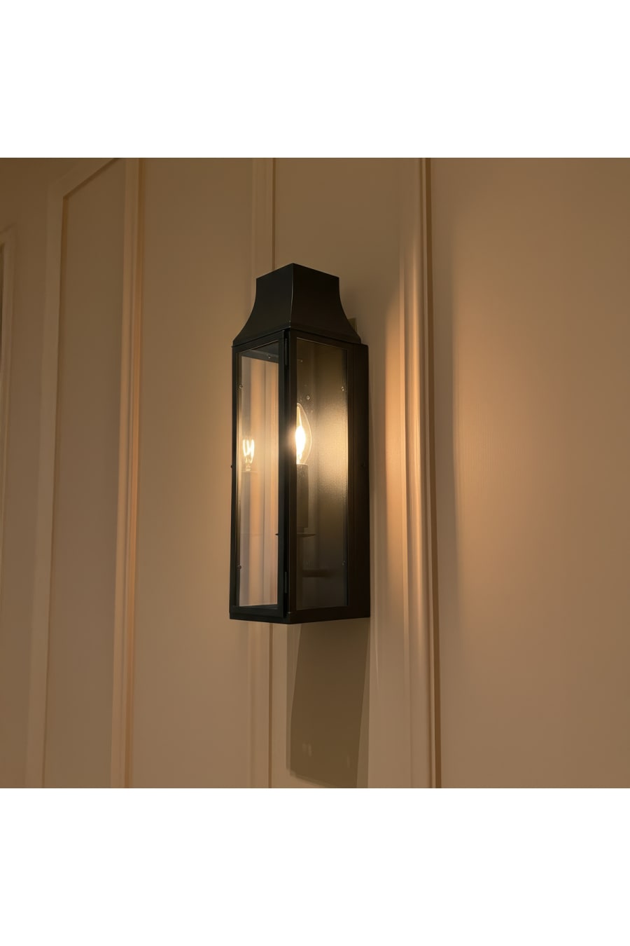 Metal Camlı Modern Duvar Apliği Dekoratif Fener Aydınlatma
