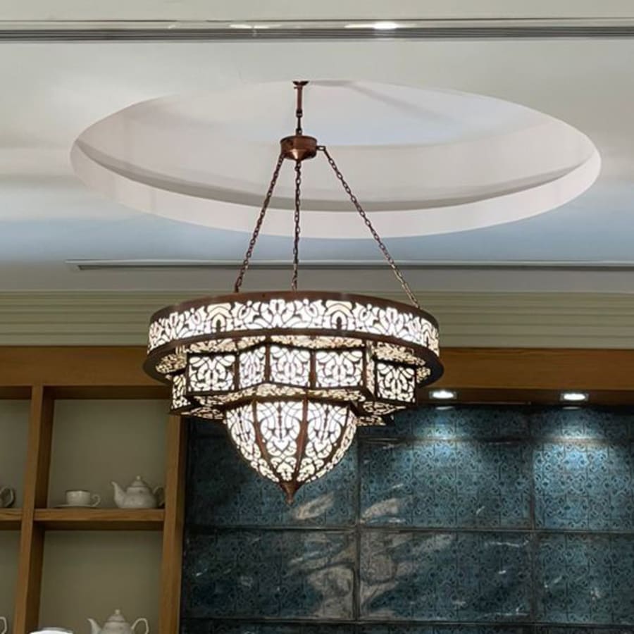 Ottoman Motif Brass Pendant Chandelier - Decorative Light Fixture