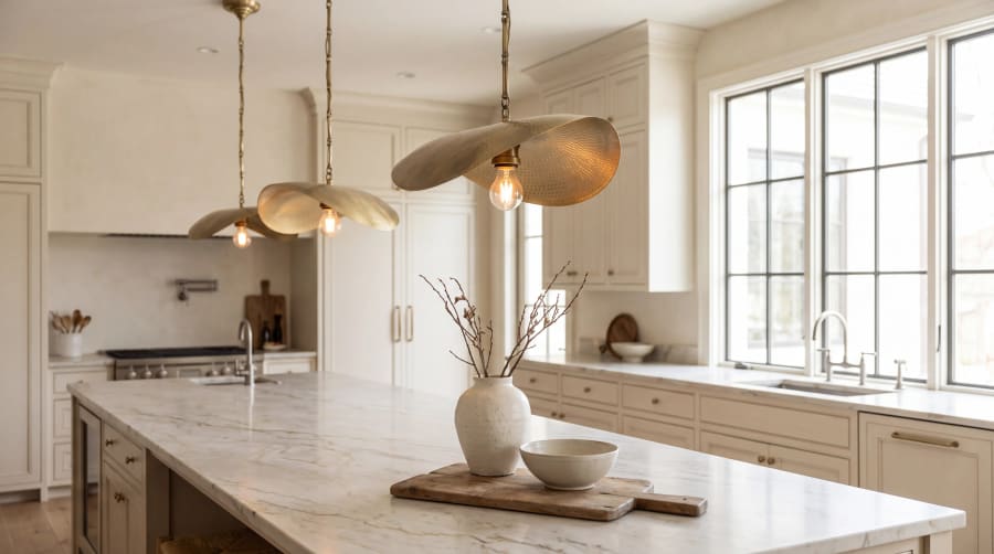Wave Hammered Pendant – Hand-Beaten Brass Single Light