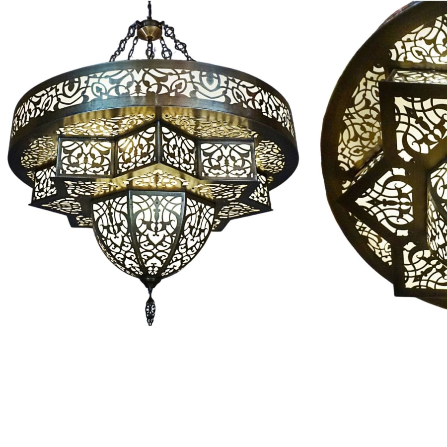 Ottoman Motif Brass Pendant Chandelier - Decorative Light Fixture