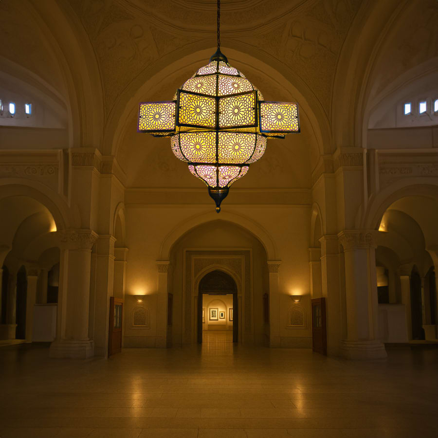 Moroccan Geometric Pendant Chandelier - Antique Brass Patina