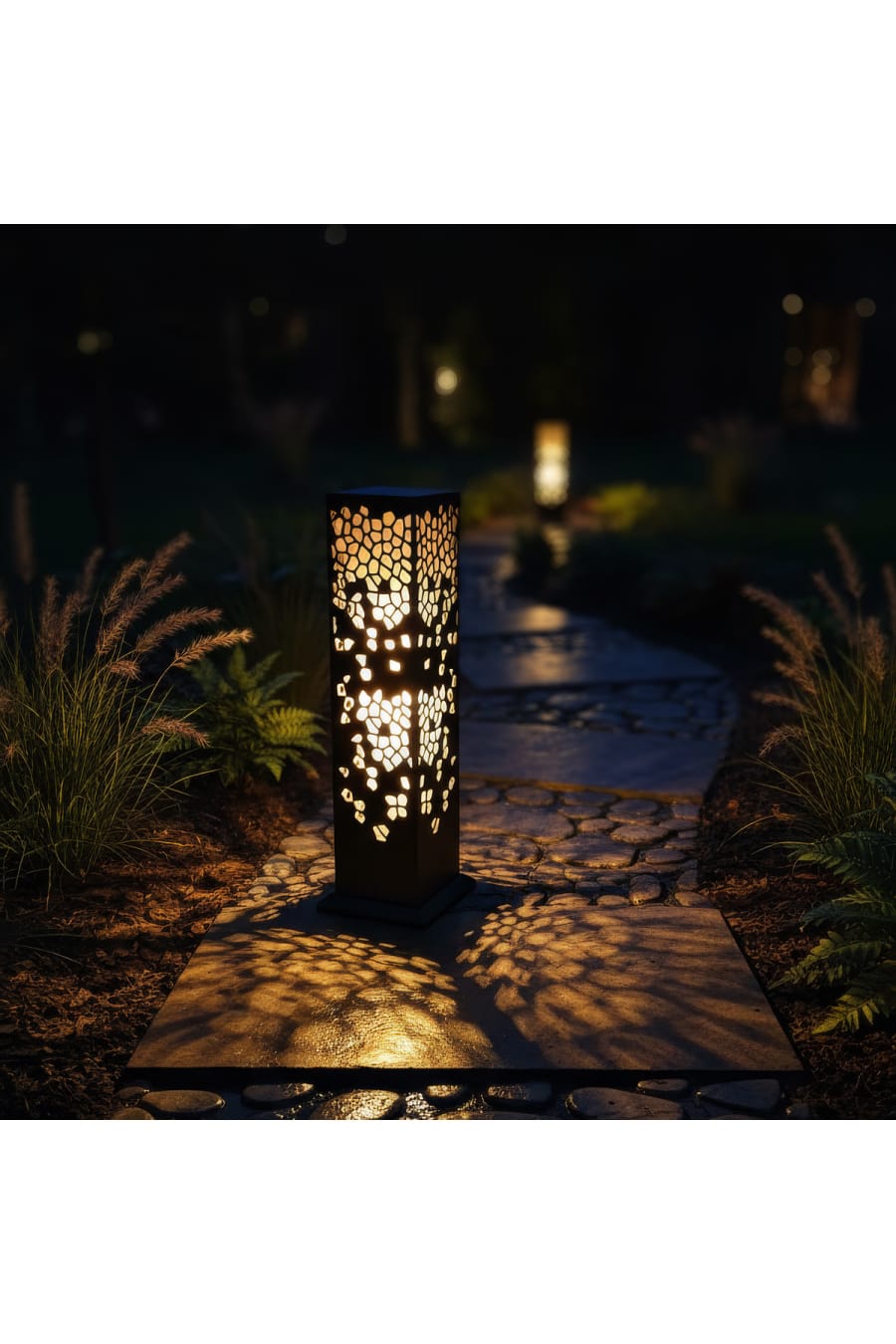 Modern Patterned Bollard Garden Light – Decorative Outdoor Lighting