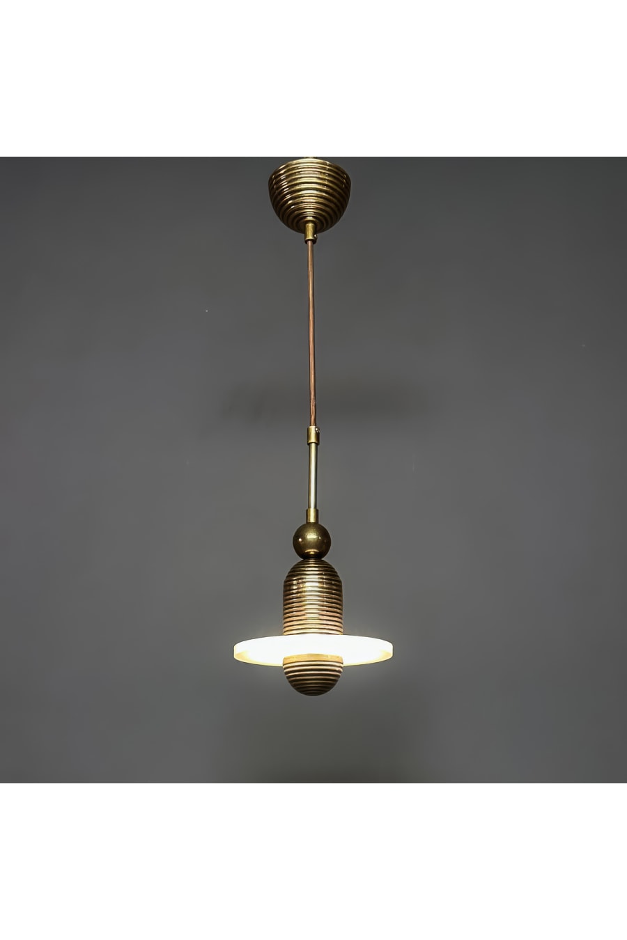 Antique Brass Distressed Modern Pendant Light with Acrylic Diffuser
