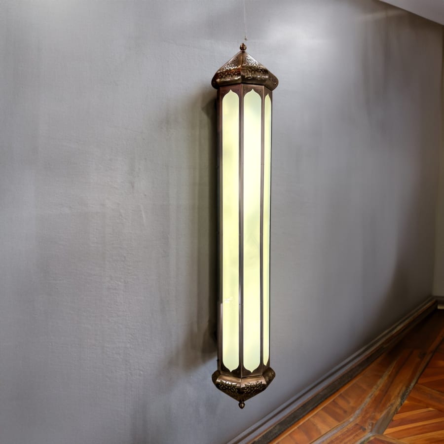 Fas Esintili Özel Tasarım Aplik – Altıgen Opal Panelli, Perfore Başlıklı, 120 cm