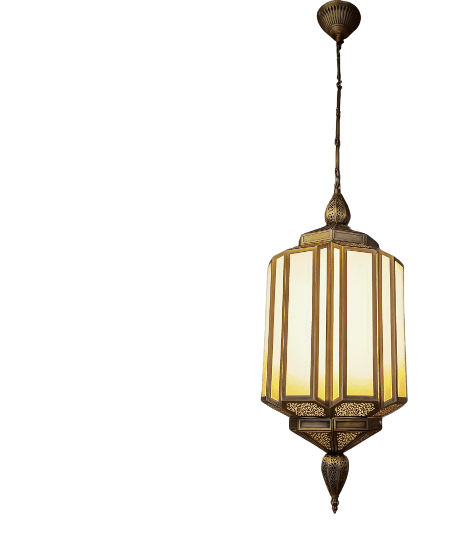 Antique Brass Pendant Chandelier – 40 cm Acrylic Detail