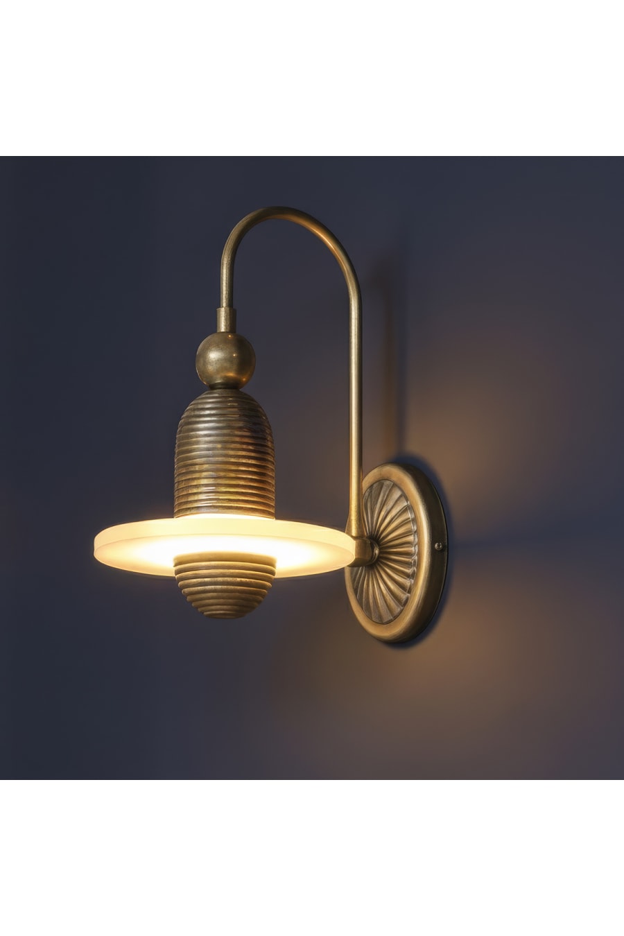 Antique Brass Vintage Wall Sconce with Acrylic Diffuser