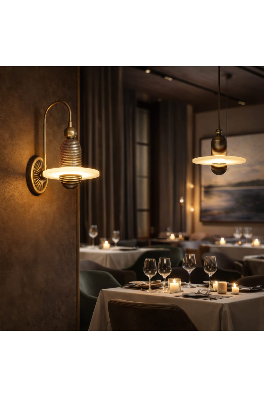 Antique Brass Distressed Modern Pendant Light with Acrylic Diffuser