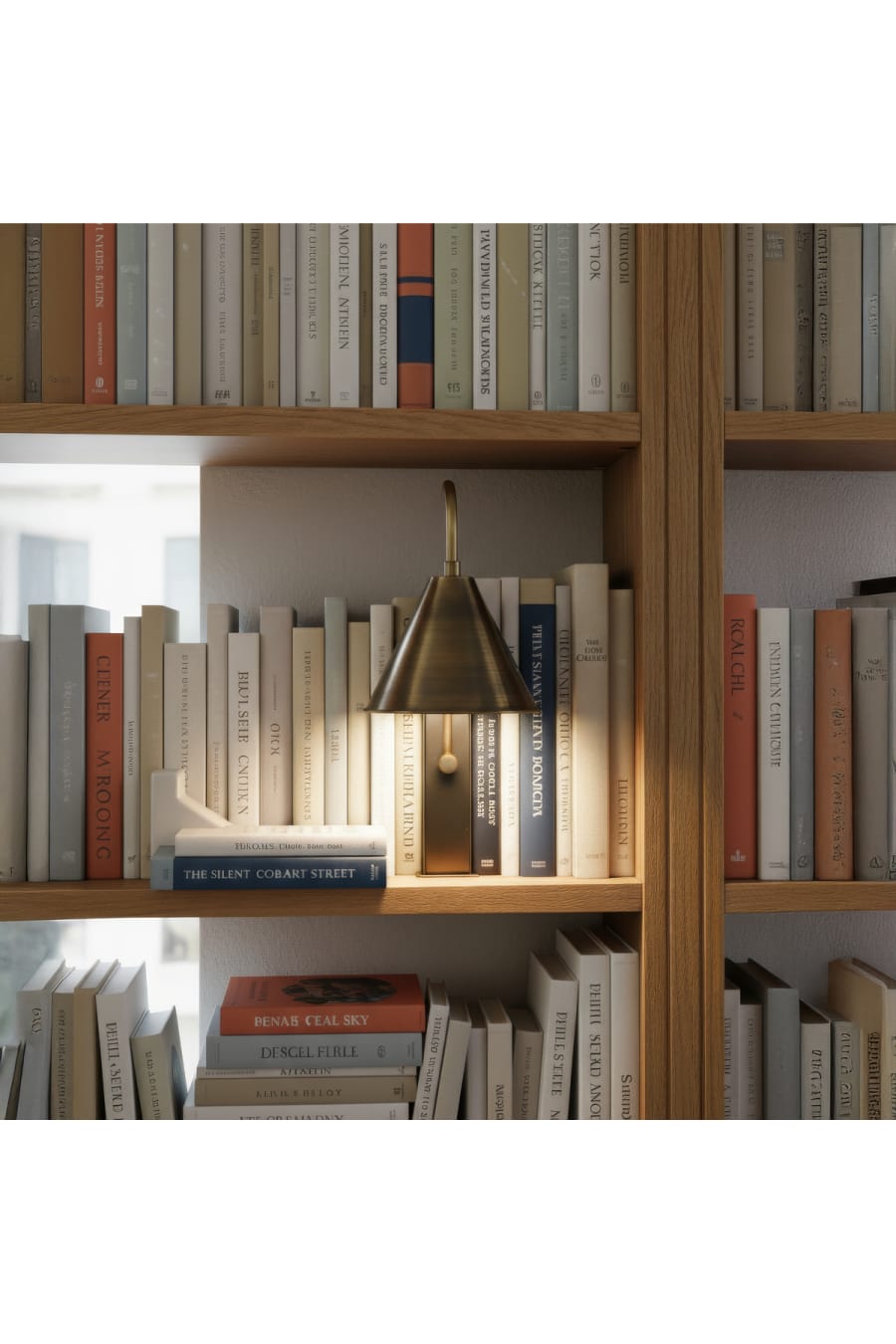 Rechargeable Antique Brass Bookshelf Table Lamp – USB-C Touch Control