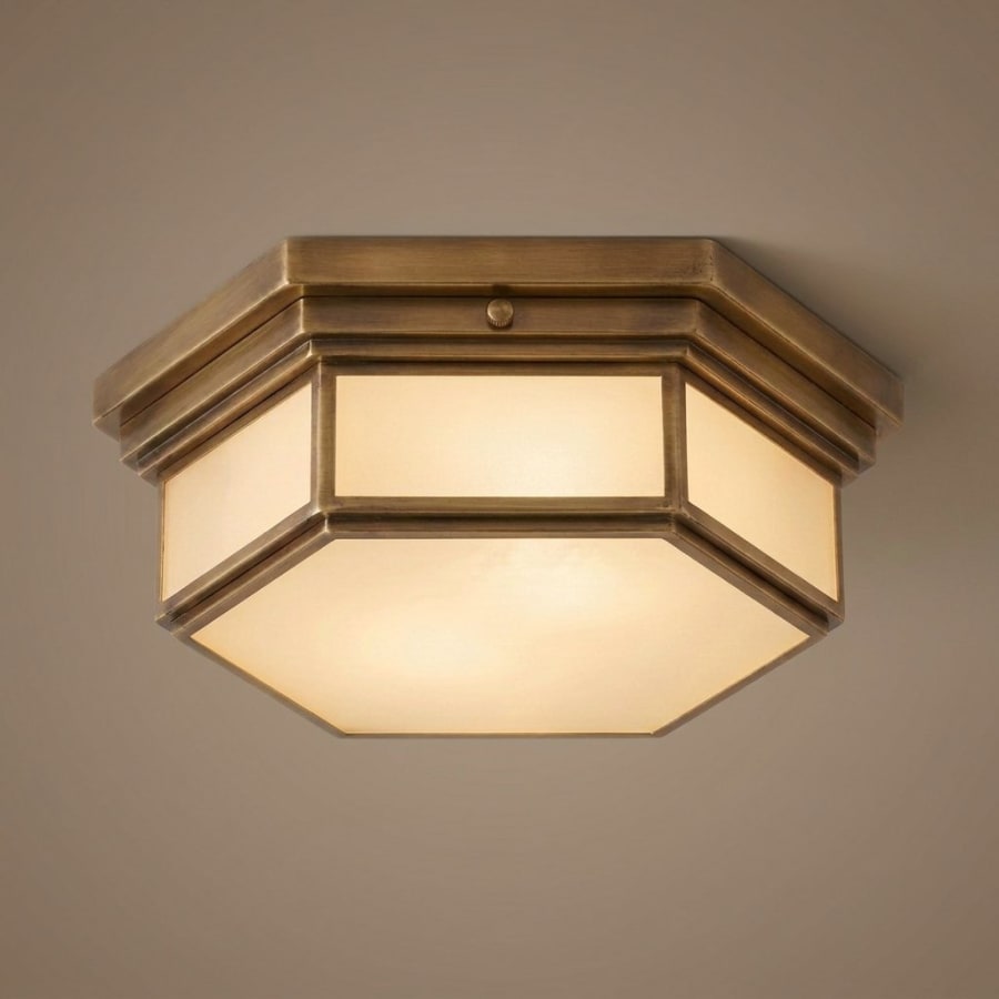 Belmont Flush Mount – Octagonal Opal Glass in a Brass Frame
