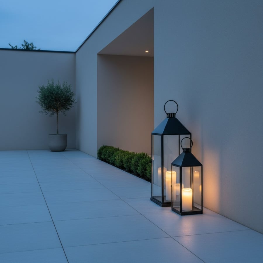 Pyramid Lantern Set – Pitched-Roof Glass Candle Lantern