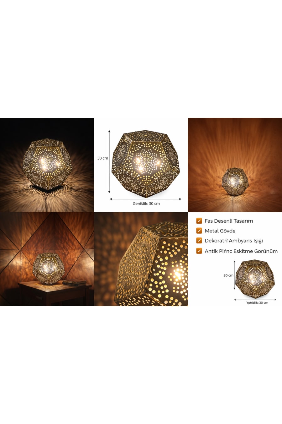 Moroccan Pattern Brass Table Lamp