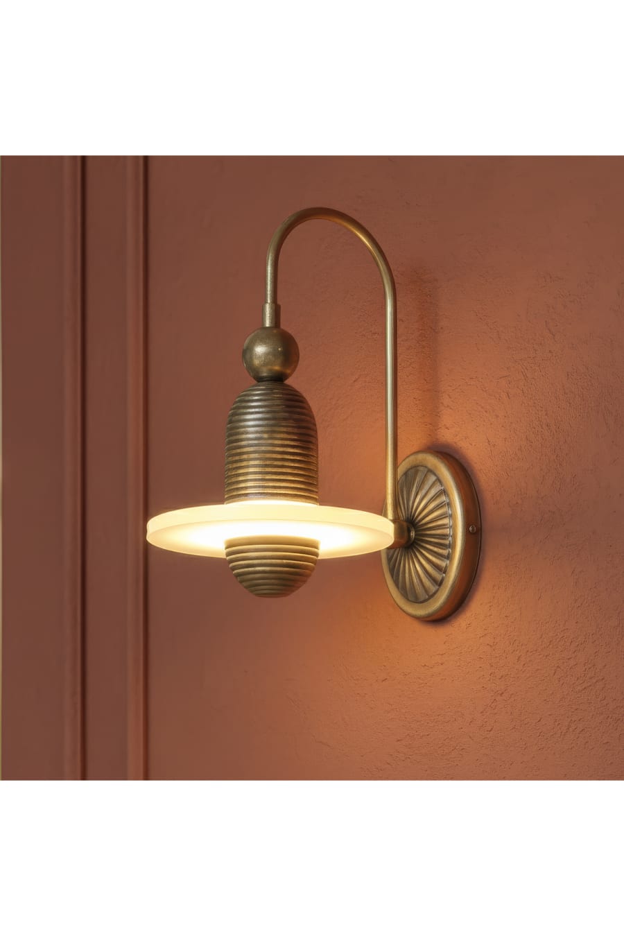 Antique Brass Vintage Wall Sconce with Acrylic Diffuser