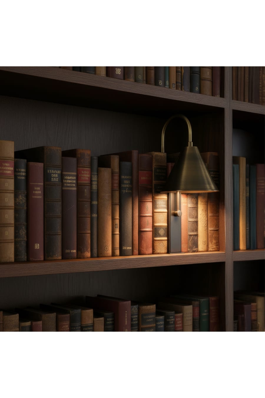 Rechargeable Antique Brass Bookshelf Table Lamp – USB-C Touch Control