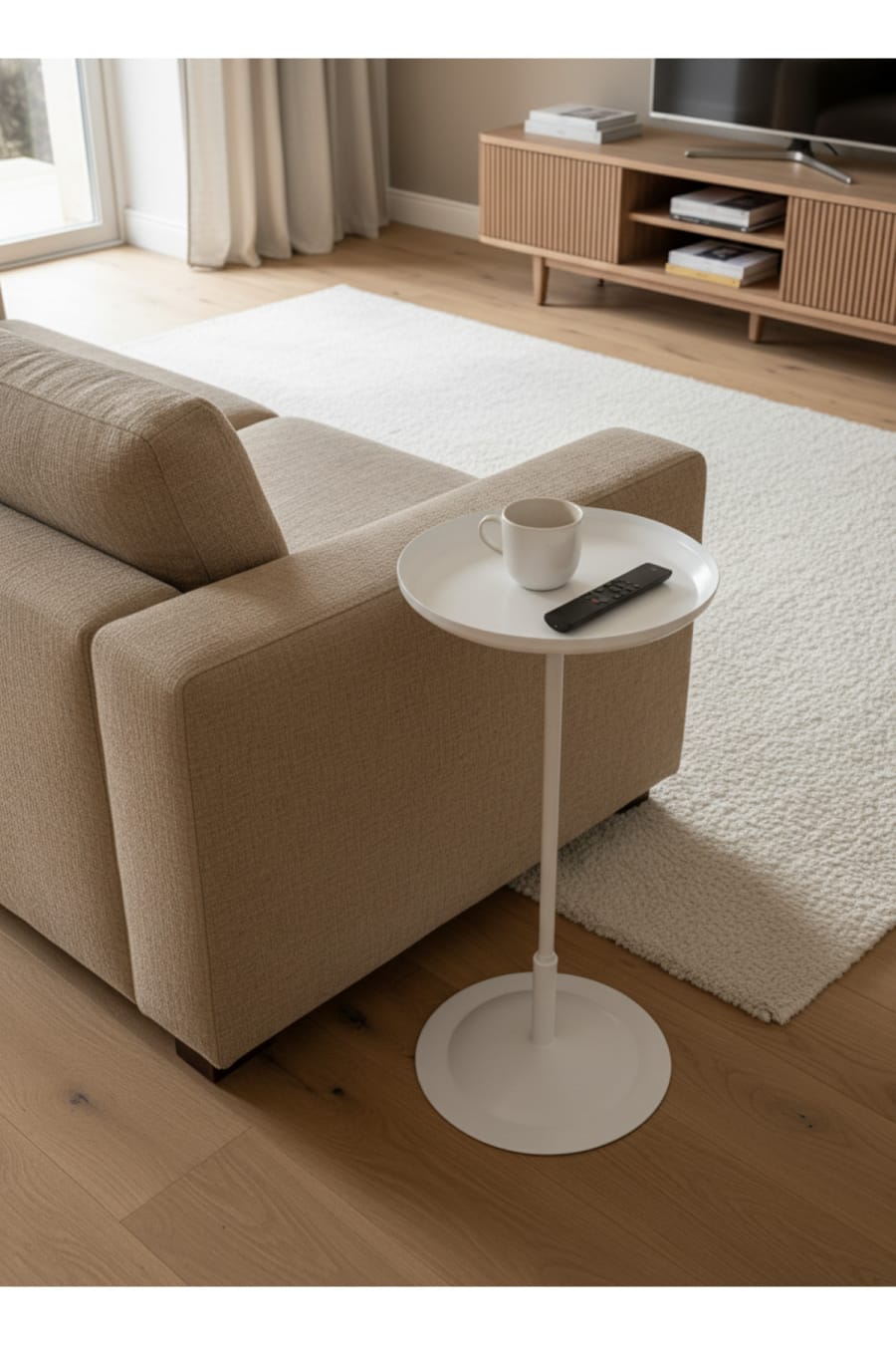 Modern Metal Side Table – Round Decorative Tray Table Minimal Design