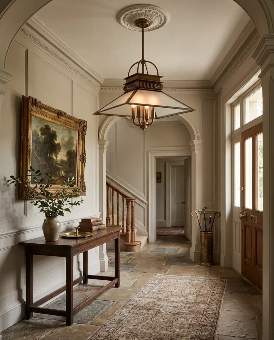 Pavilion Lantern – Cam Panelli Pirinç Sarkıt Avize