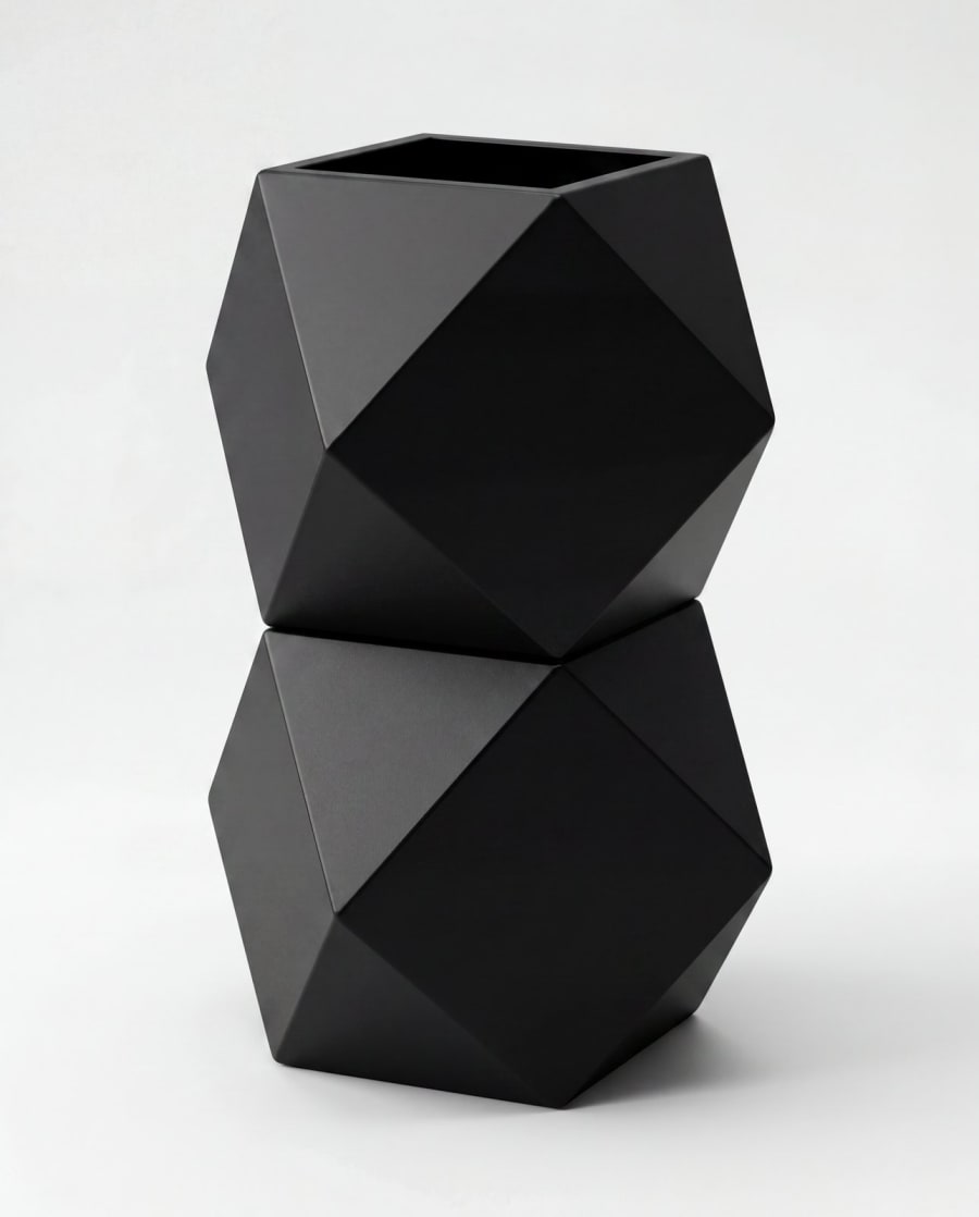 Origami Planter – Folded Metal Outdoor Planter · Matte Black