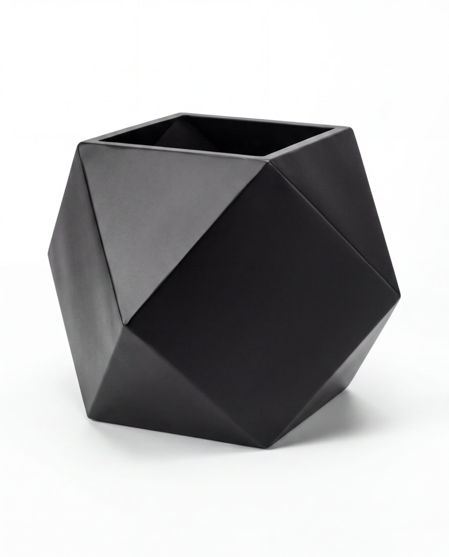 Origami Planter – Folded Metal Outdoor Planter · Matte Black