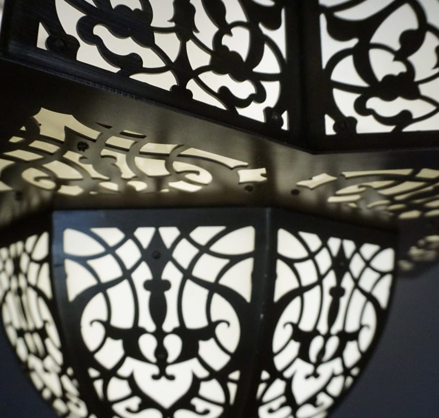 Ottoman Star-Form Ring Chandelier – Pierced Opal Glass Ø100 / Ø140 cm
