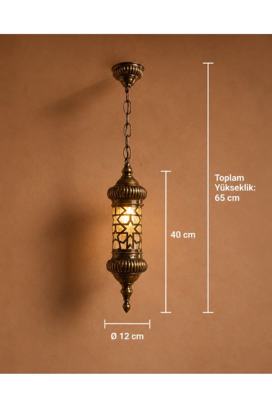 Ottoman Motif Pendant Light – Antique Brass Cylinder