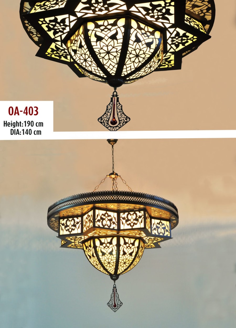 Ottoman Star-Form Ring Chandelier – Pierced Opal Glass Ø100 / Ø140 cm