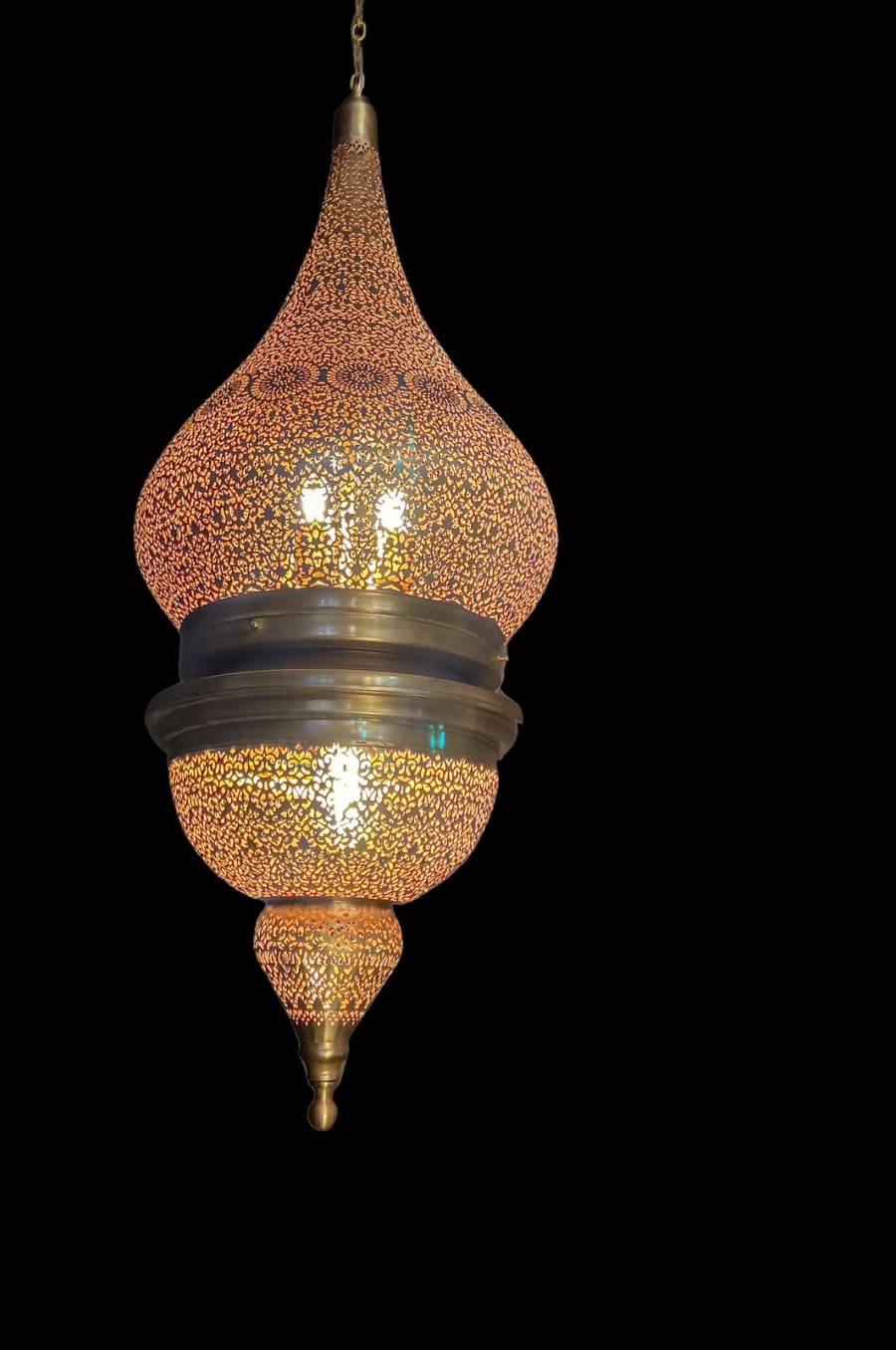 Mandala Pierced Tall Lantern Pendant – Fine Cut Brass Ø40 / Ø60 cm