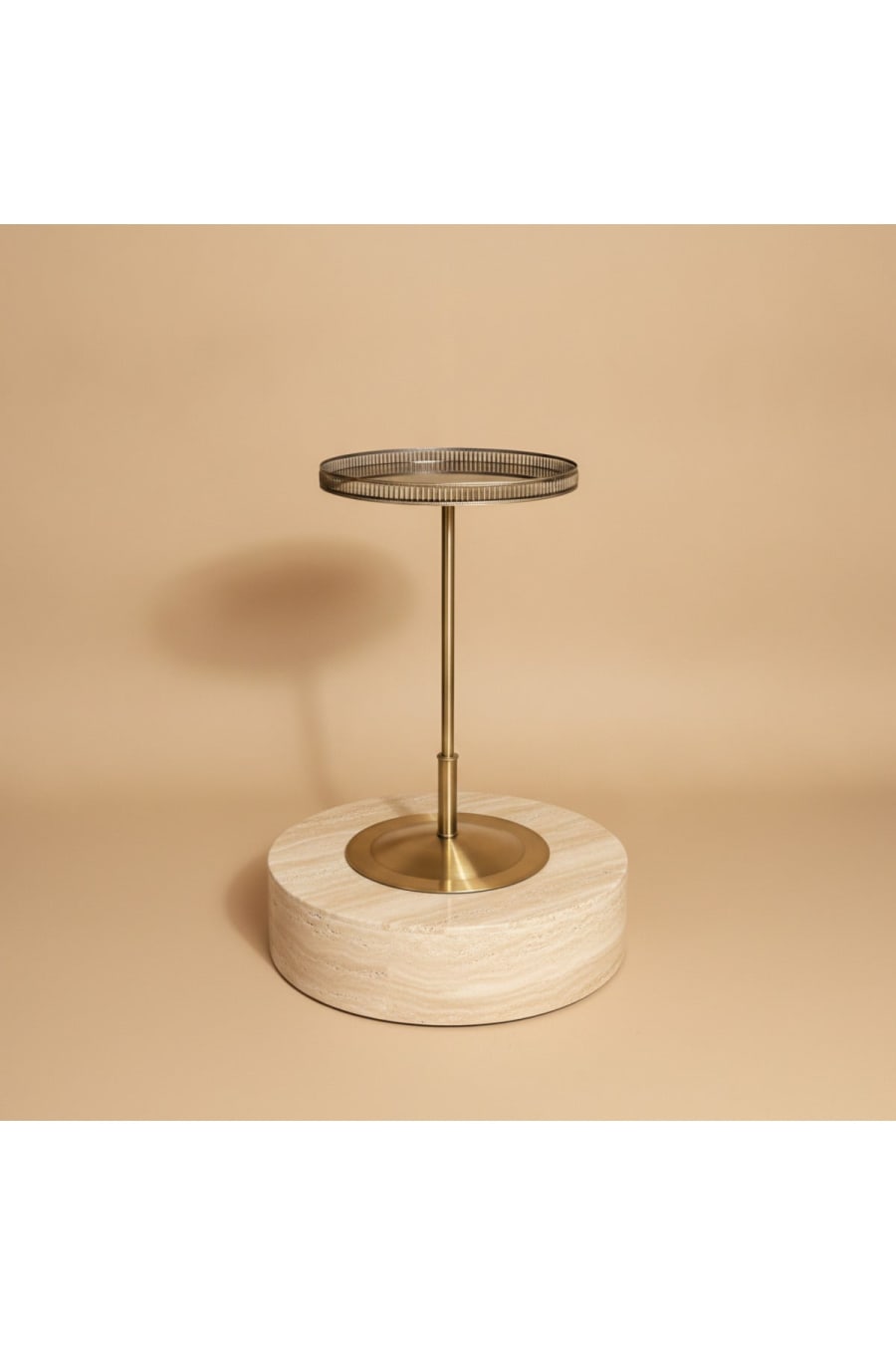 Bronze Mirror Side Table & Display Stand – Antique Brass