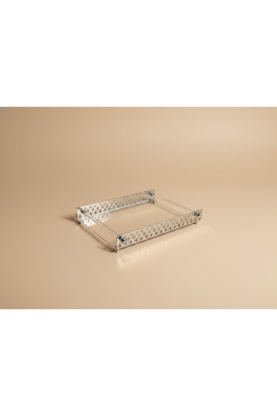 Clear Acrylic Serving Tray – Gold and Silver Metal Detail