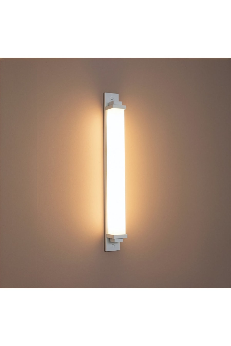 Minimal Long Wall Sconce – White Metal Body, Opal Acrylic