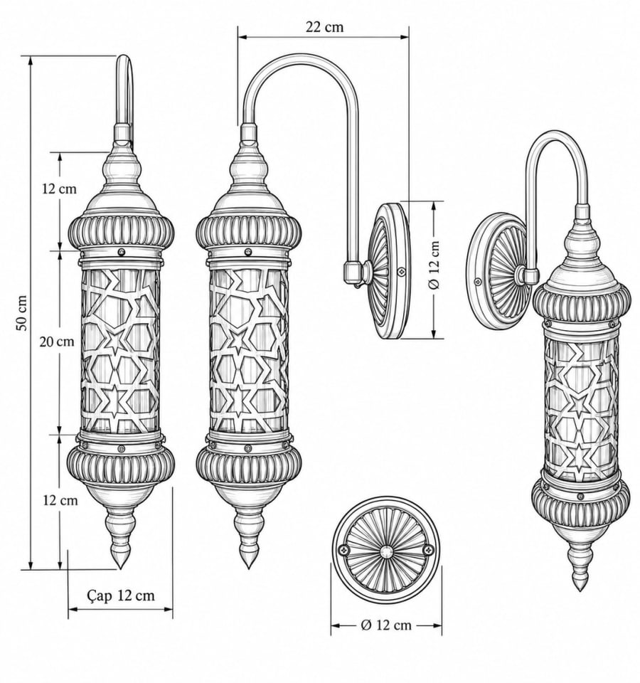 Ottoman Star Motif Outdoor Sconce – Antique Brass
