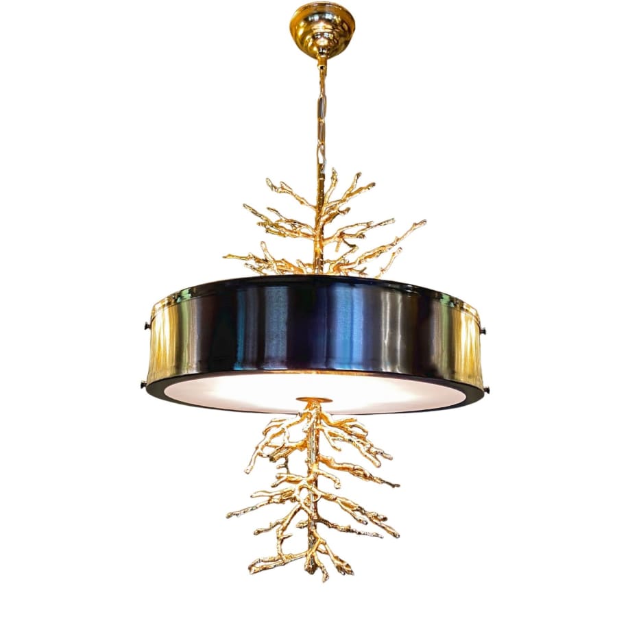 Coral Branch Drum Chandelier – Cast Brass Modern Pendant Ø40 cm