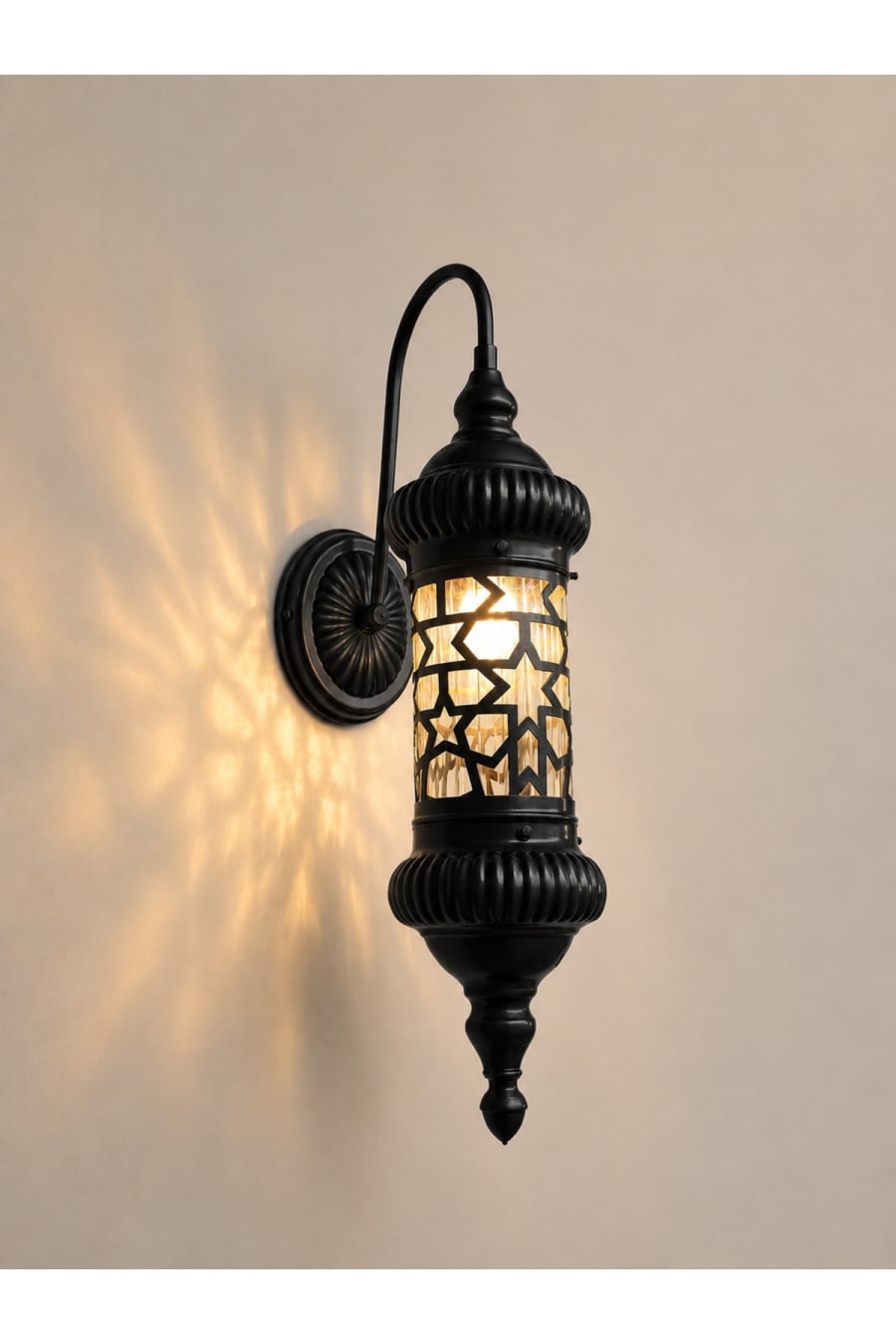 Ottoman Star Motif Outdoor Sconce – Antique Brass