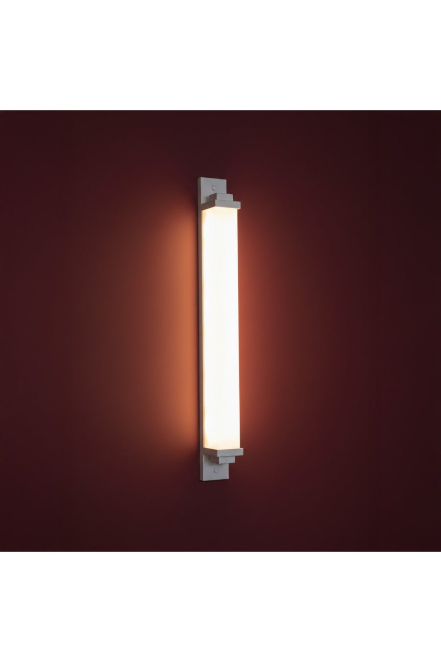 Minimal Long Wall Sconce – White Metal Body, Opal Acrylic
