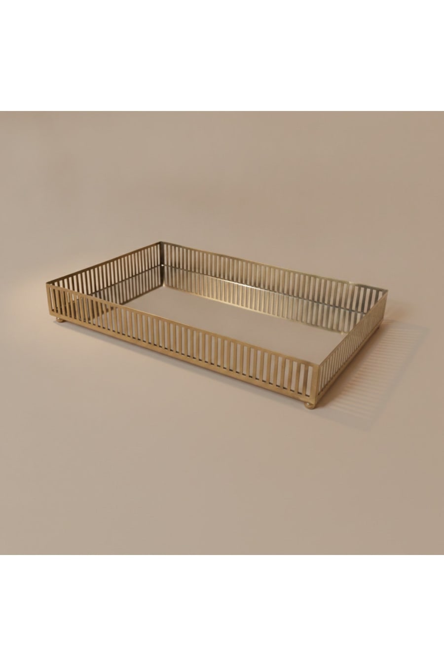 Ribbed Bronze Mirror Serving Tray – Antique Brass