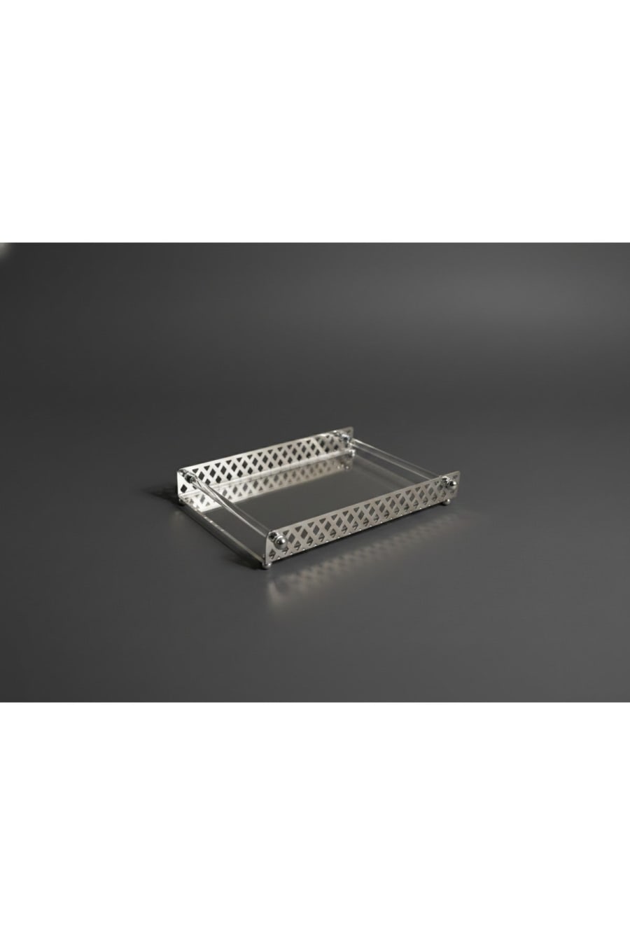 Clear Acrylic Serving Tray – Gold and Silver Metal Detail