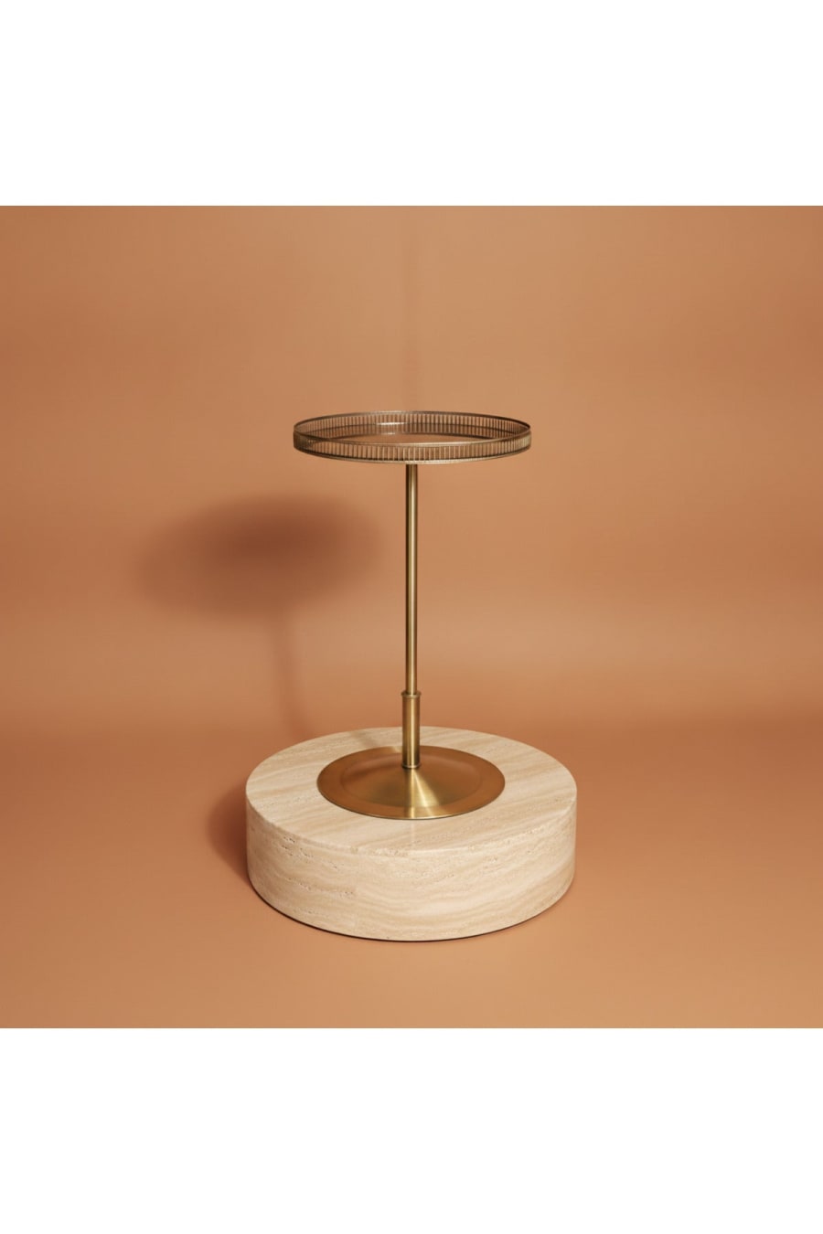 Bronze Mirror Side Table & Display Stand – Antique Brass