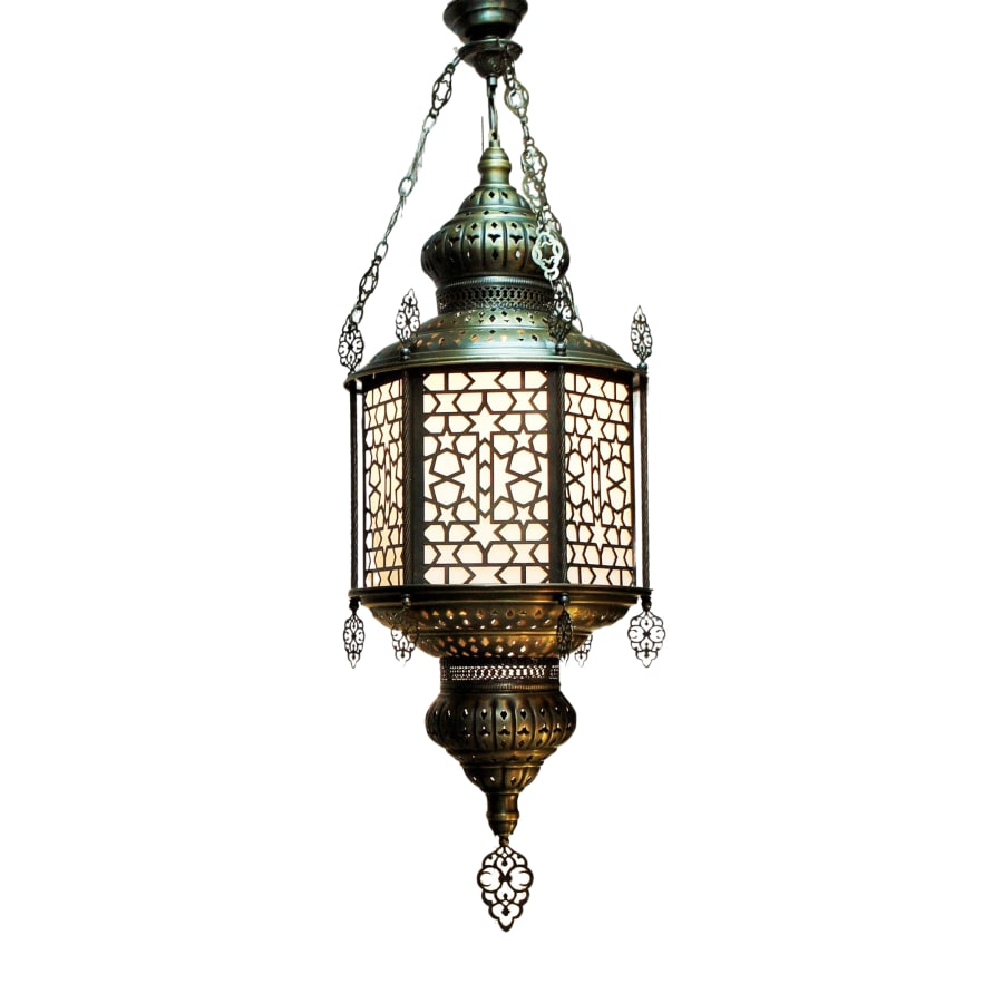 Ottoman Style Decorative Pendant Lantern - Patterned Metal Construction