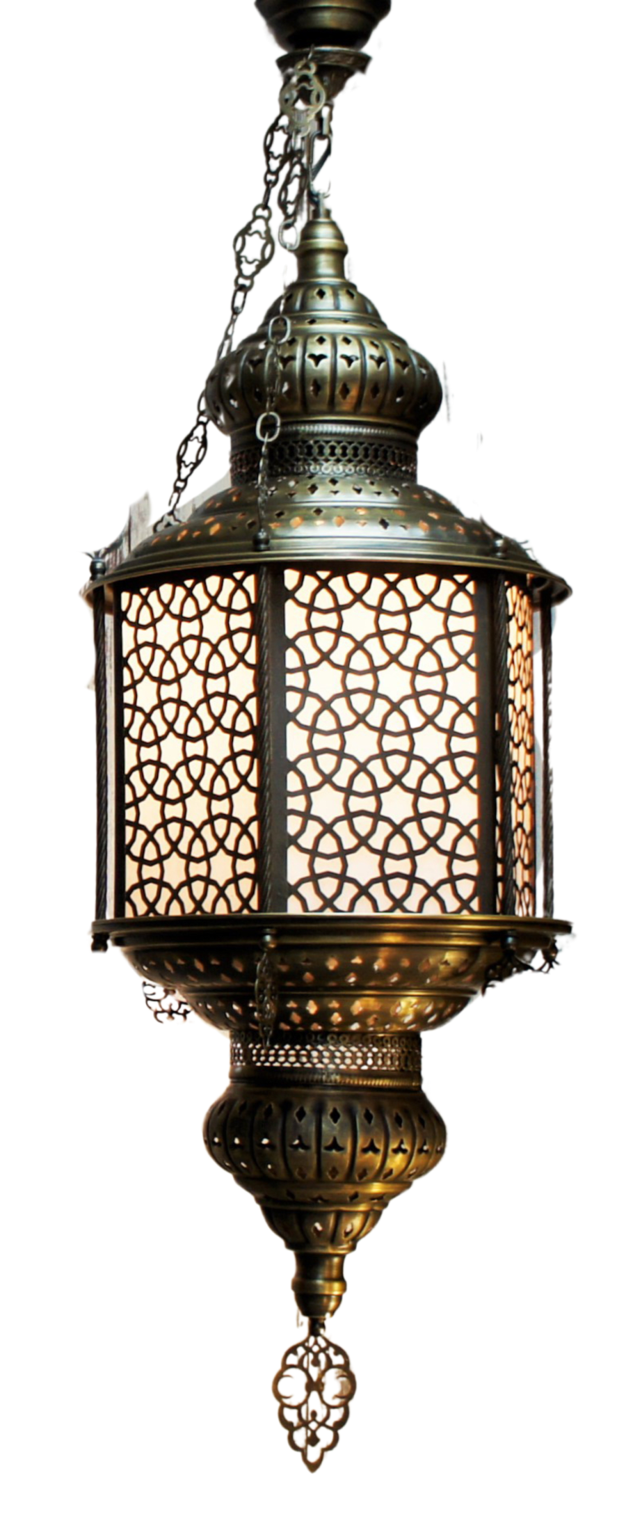 Ottoman Style Decorative Pendant Lantern - Patterned Metal Construction