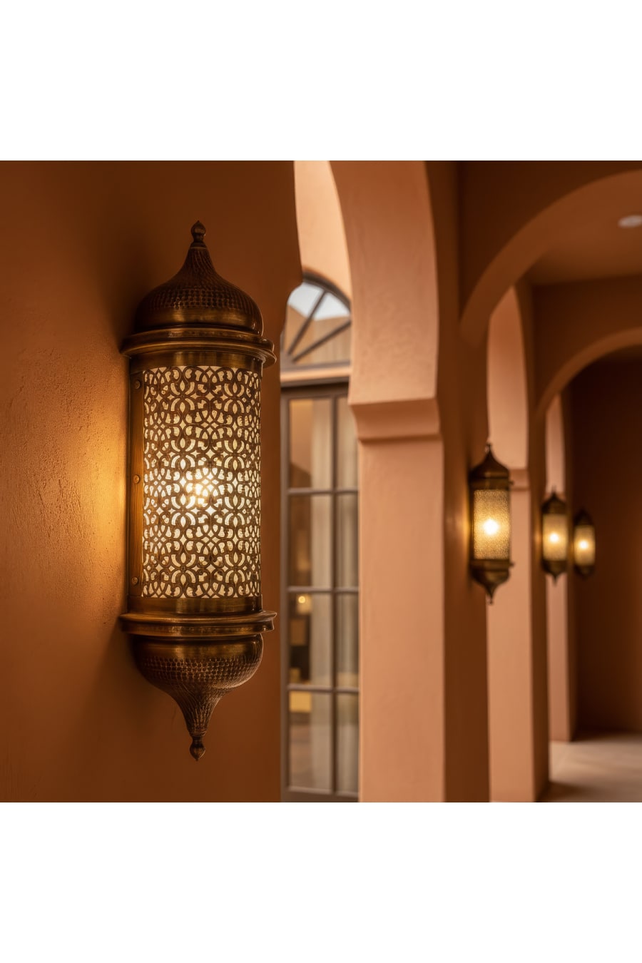 Moroccan Embossed Brass Wall Sconce