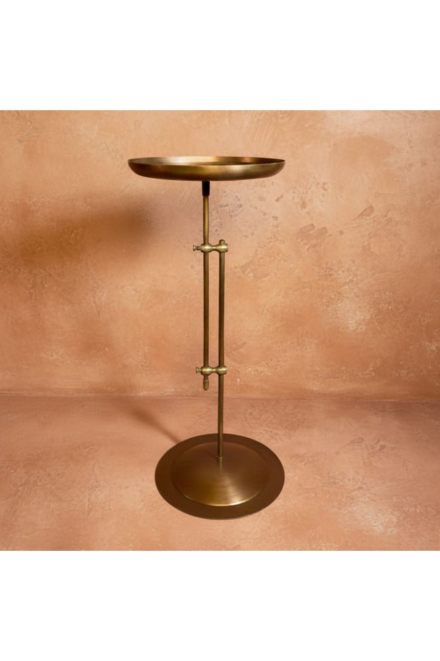 Antique Brass Distressed Adjustable Side Table